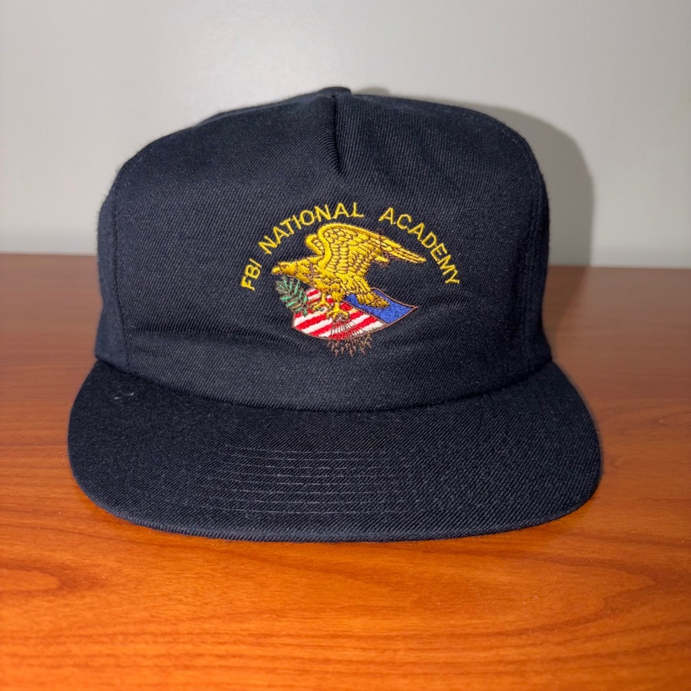 Vintage FBI National Academy Snapback Hat Navy Blue Made in USA M&B Headwear